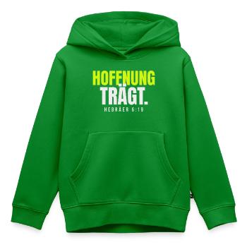 Hoffnung trägt – Hebräer 6,19 - Kinder Premium Organic Hoodie - Grün - Vorne - AI Model Kid Female (0cm)