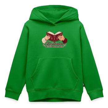 Bücherliebe: Zusammen bis zur letzten Seite - Kinder Premium Organic Hoodie - Grün - Vorne - AI Model Kid Female (0cm)