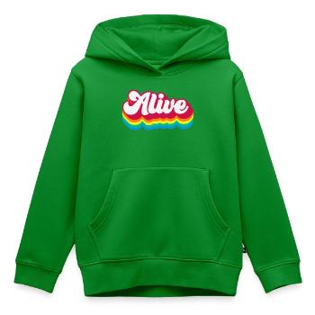 Alive – Retro Rainbow 70s - Kinder Premium Organic Hoodie - Grün - Vorne - AI Model Kid Female (0cm)