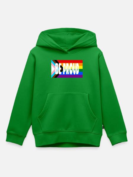 Be Proud Pride Flag Text - Kinder Premium Organic Hoodie - Grün