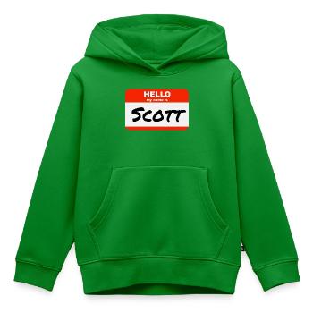 Hello My Name Is Scott Etikett Namensschild - Kinder Premium Organic Hoodie - Grün - Vorne - AI Model Kid Female (0cm)