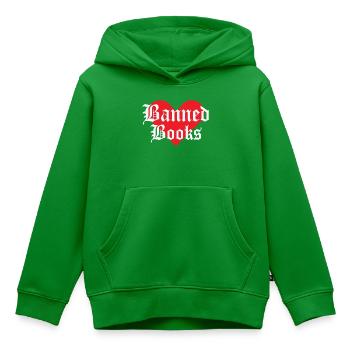 Verbotene Bücher Herz-Design - Kinder Premium Organic Hoodie - Grün - Vorne - AI Model Kid Female (0cm)
