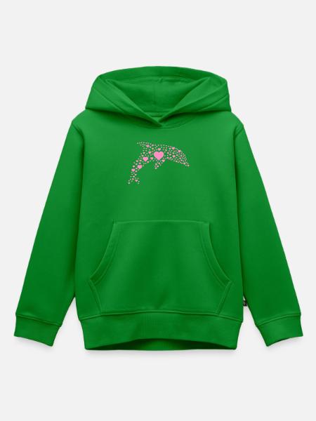 Delfin mit kleinen Herzen - Kinder Premium Organic Hoodie - Grün
