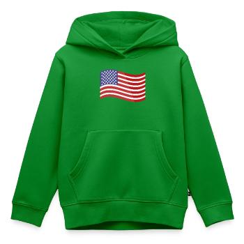 Flagge der Vereinigten Staaten - Kinder Premium Organic Hoodie - Grün - Vorne - AI Model Kid Female (0cm)