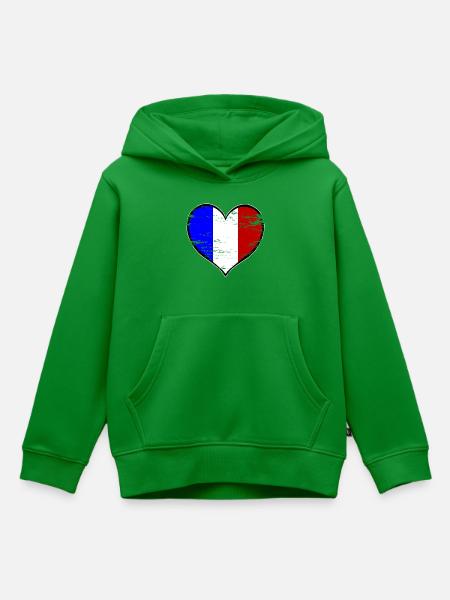 Frankreich Herzflagge used - Kinder Premium Organic Hoodie - Grün