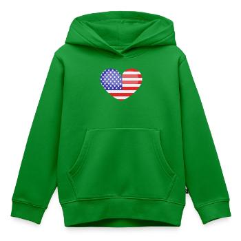 Herzförmige US-Flagge - Kinder Premium Organic Hoodie - Grün - Vorne - AI Model Kid Female (0cm)