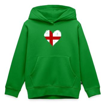 England Herzflagge Grunge - Kinder Premium Organic Hoodie - Grün - Vorne - AI Model Kid Female (0cm)
