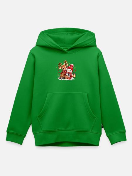 Winterfreunde Reh Schneemann - Kinder Premium Organic Hoodie - Grün
