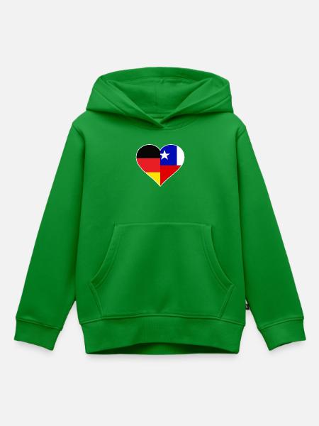 Deutsch-Chilenisches Flaggenherz - Kinder Premium Organic Hoodie - Grün