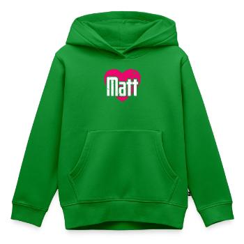 I Love Matt Pinkes Herz Ich liebe Matt - Kinder Premium Organic Hoodie - Grün - Vorne - AI Model Kid Female (0cm)