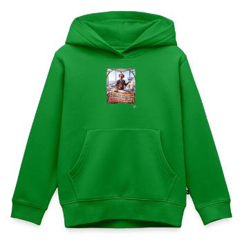 Heuschrecke JOGUE Personalreferent HR Büro Pop Art - Kinder Premium Organic Hoodie - Grün - Vorne - AI Model Kid Female (0cm)