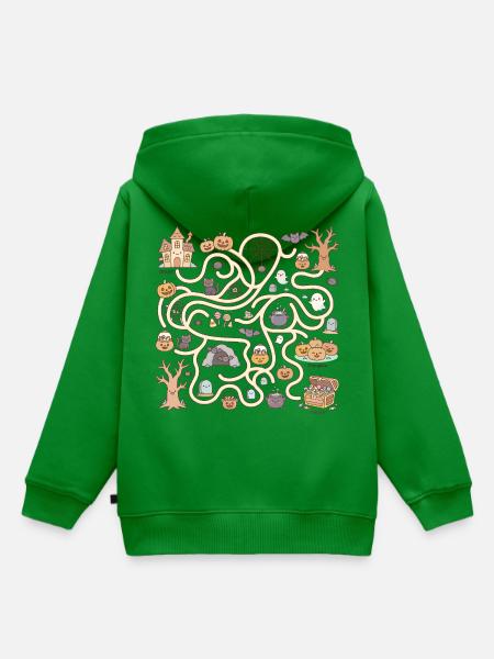 Geisterhaftes Halloween-Abenteuer Interaktives Labyrinth - Kinder Premium Organic Hoodie - Grün