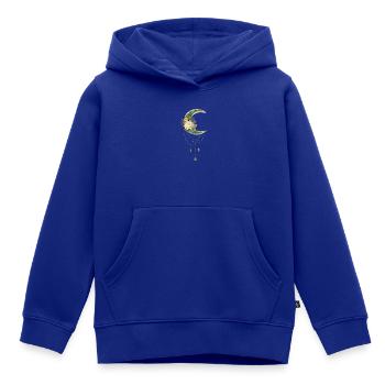 Lune élégante et noble avec des fleurs - Sweat Premium à capuche enfant bio - bleu roi - Devant - AI Model Kid Male (0cm)
