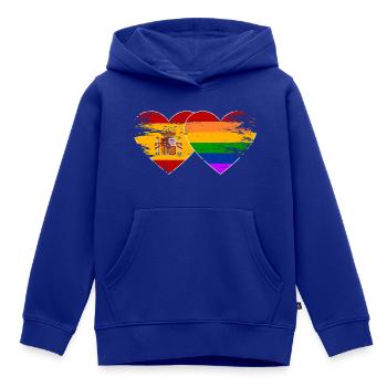 Spanien Regenbogen Flagge Herz used - Kinder Premium Organic Hoodie - Royalblau - Vorne - AI Model Kid Male (0cm)