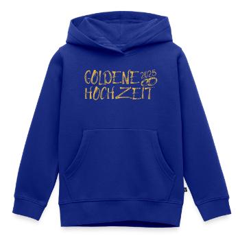 Goldene Hochzeit 2025 mit Goldringen 50 Jahre Ehe - Kinder Premium Organic Hoodie - Royalblau - Vorne - AI Model Kid Male (0cm)