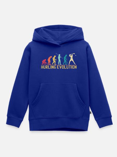 Hurling Evolution Silhouette Design - Kinder Premium Organic Hoodie - Royalblau