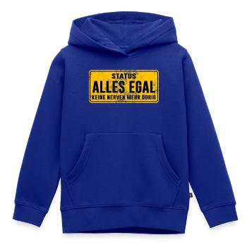 Status: Alles Egal – Keine Nerven Mehr - Kinder Premium Organic Hoodie - Royalblau - Vorne - AI Model Kid Male (0cm)