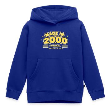 Fabriqué en 2000 Original Limited - Sweat Premium à capuche enfant bio - bleu roi - Devant - AI Model Kid Male (0cm)
