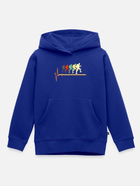 Retro-Wander-Heartbeat-Puls-Silhouette - Kinder Premium Organic Hoodie - Royalblau