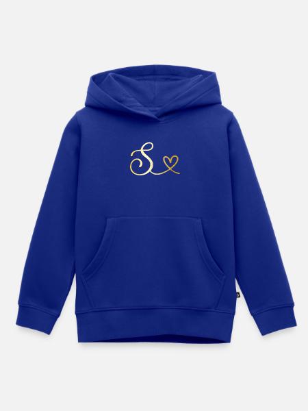 Buchstabe S goldenes Monogramm mit Herz - Kinder Premium Organic Hoodie - Royalblau