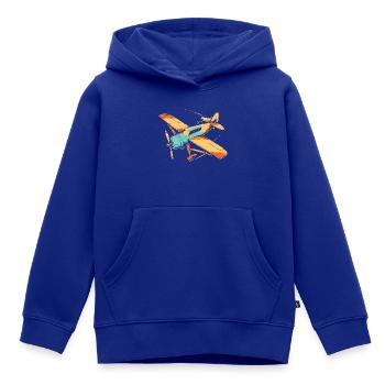 Avion à hélice des années 80 - Sweat Premium à capuche enfant bio - bleu roi - Devant - AI Model Kid Male (0cm)