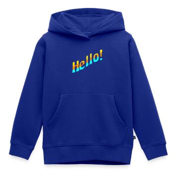 Bonjour! - Sweat Premium à capuche enfant bio - bleu roi - Devant - AI Model Kid Male (0cm)