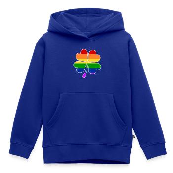 Regenbogen Flagge Vierblättriges Kleeblatt - Kinder Premium Organic Hoodie - Royalblau - Vorne - AI Model Kid Male (0cm)