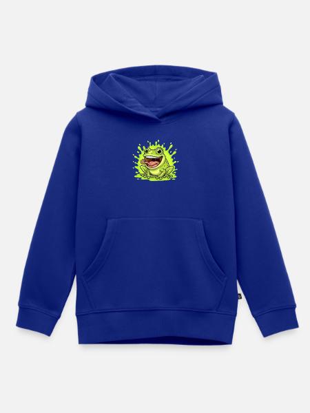 Lime Frosch Splash Cartoon - Kinder Premium Organic Hoodie - Royalblau