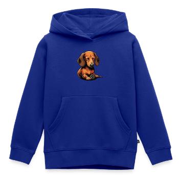 Teckel, Propriétaire de teckel, Amoureux du teckel, Teckel - Sweat Premium à capuche enfant bio - bleu roi - Devant - AI Model Kid Male (0cm)