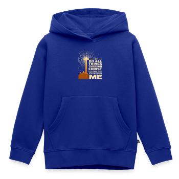 Ich kann alles durch Christus tun - Kinder Premium Organic Hoodie - Royalblau - Vorne - AI Model Kid Male (0cm)