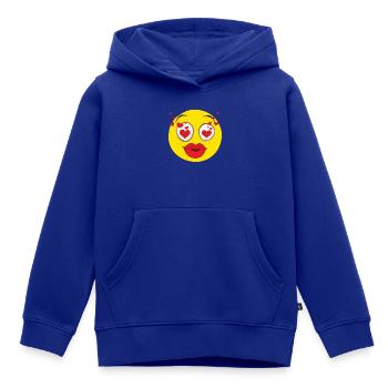 Verliebtes Gesicht Herz Augen Design - Kinder Premium Organic Hoodie - Royalblau - Vorne - AI Model Kid Male (0cm)
