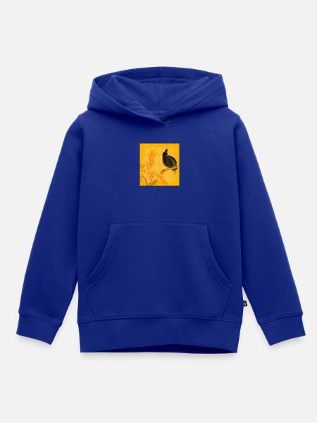 Schwarzer Singvogel auf gelben Blüten - Kinder Premium Organic Hoodie - Royalblau