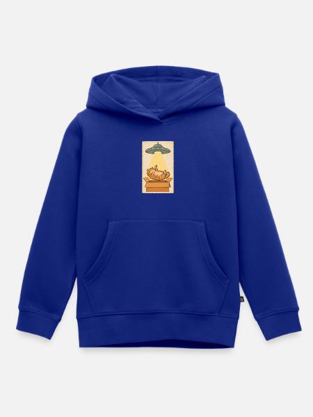 Schlafende Katze im UFO Strahl - Kinder Premium Organic Hoodie - Royalblau