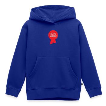 Badge Élève Modèle : Récompense Scolaire Vintage - Sweat Premium à capuche enfant bio - bleu roi - Devant - AI Model Kid Male (0cm)