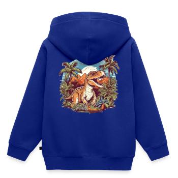 Dinosaurussen in een prehistorisch landschap - Kinder Premium hoodie biologisch - koningsblauw - Achter - AI Model Kid Male (0cm)
