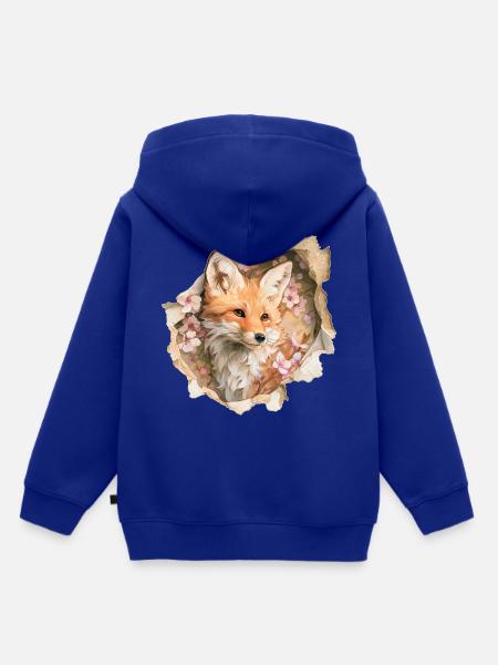 Fuchs mit Kirschblüten - Kinder Premium Organic Hoodie - Royalblau