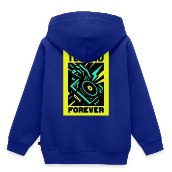 Techno Forever - Kids Premium Organic Hoodie - royal blue - Back - AI Model Kid Male (0cm)