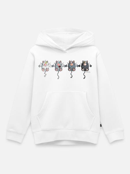 Katzen Team - Kinder Premium Organic Hoodie - Weiß