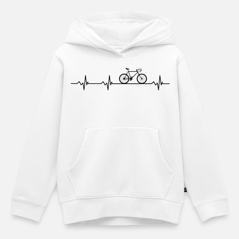 Vélo de fréquence cardiaque - Sweat Premium à capuche enfant bio - blanc