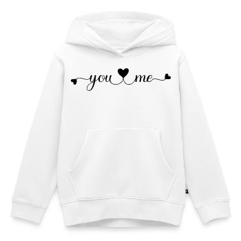 You and Me - Kids Premium Organic Hoodie - white - Front - AI Model Kid Female (0cm)