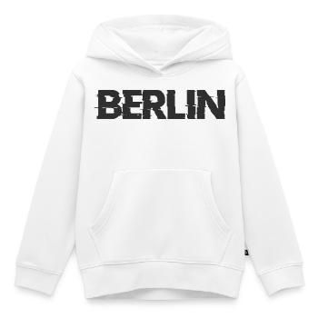 Lettrage Berlinois - Sweat Premium à capuche enfant bio - blanc - Devant - AI Model Kid Female (0cm)