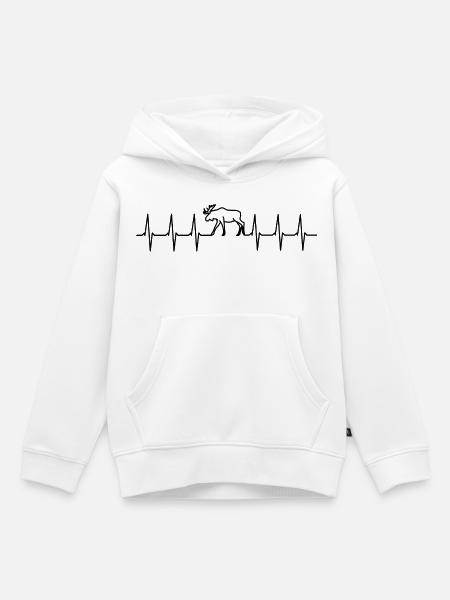 Elch - Herzschlag - Autoaufkleber - Kinder Premium Organic Hoodie - Weiß
