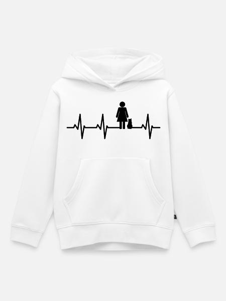 Katzenmutter Herzlinie - Kinder Premium Organic Hoodie - Weiß