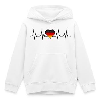 ECG du battement cardiaque allemand noir rouge or - Sweat Premium à capuche enfant bio - blanc - Devant - AI Model Kid Female (0cm)