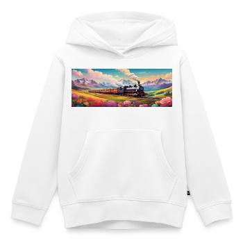 Nostalgischer Eisenbahnzug mit Dampflokomotive - Kinder Premium Organic Hoodie - Weiß - Vorne - AI Model Kid Female (0cm)