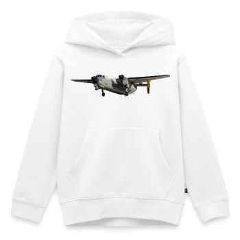 C-2A Greyhound - Sweat Premium à capuche enfant bio - blanc - Devant - AI Model Kid Female (0cm)
