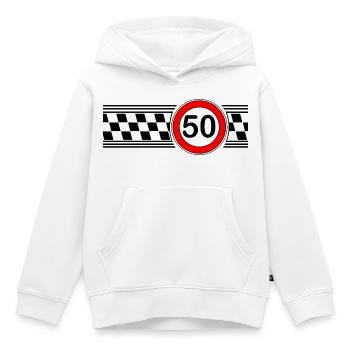 50er Race Karo Motiv Shirt - Kinder Premium Organic Hoodie - Weiß - Vorne - AI Model Kid Female (0cm)