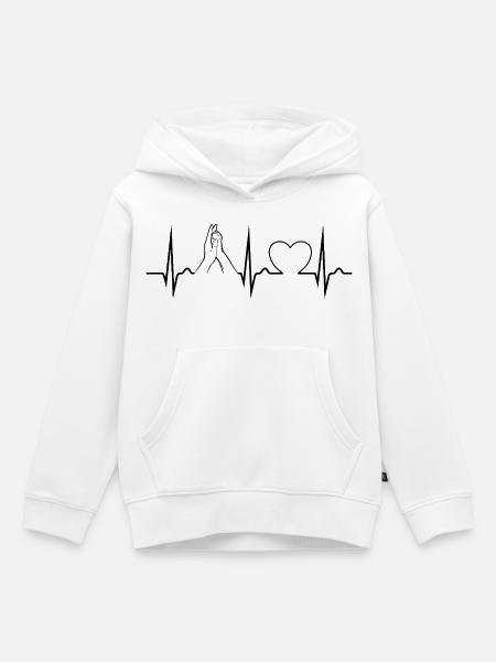 Hand + Hundepfote - High Five - Puls - EKG - Kinder Premium Organic Hoodie - Weiß