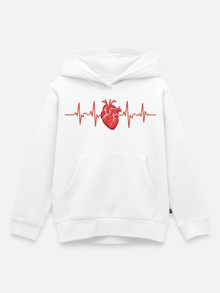 Herzschlag Design mit Anatomischem Fokus - Kinder Premium Organic Hoodie - Weiß