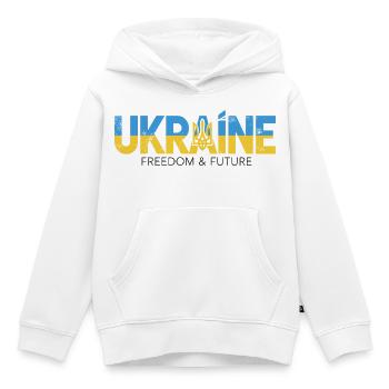 Ukrainischer Dreizack Friedensdesign - Kinder Premium Organic Hoodie - Weiß - Vorne - AI Model Kid Female (0cm)